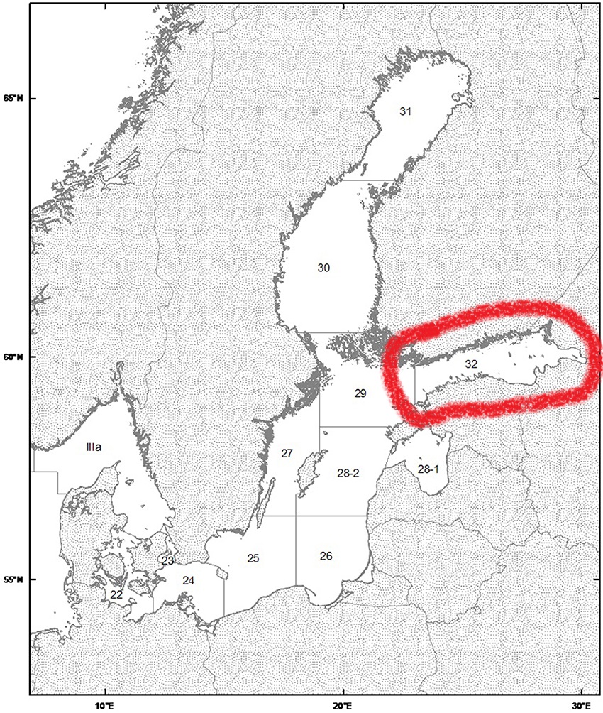 Заливы балтийского моря на карте. ИКЕС 26 подрайон Балтийского моря. 32 Й подрайон Балтийского моря границы.